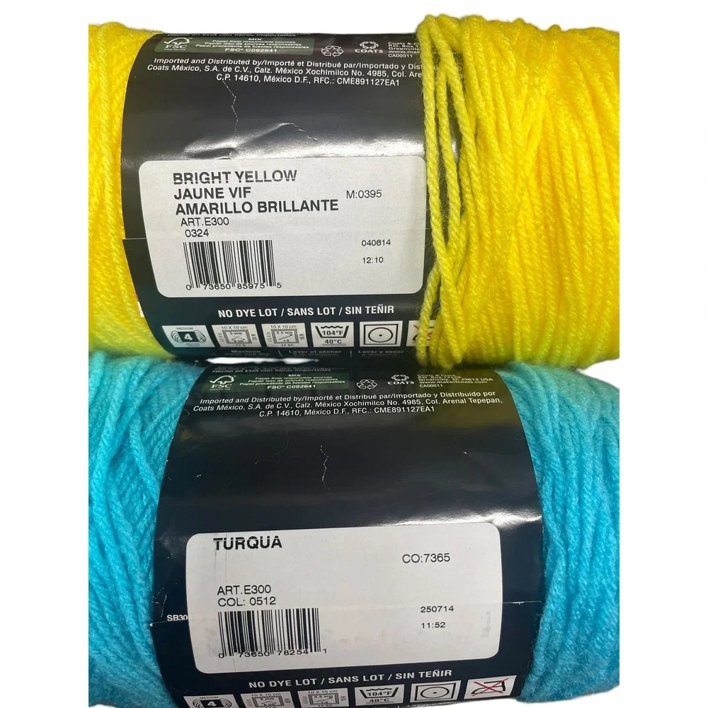 Red Heart Super Saver Yarn Lot 5 Skeins Worsted Multi Color Blue Yellow Purple
